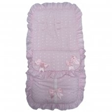 Broderie Anglaise Pink Footmuff/ Cosytoes With Bows & Lace